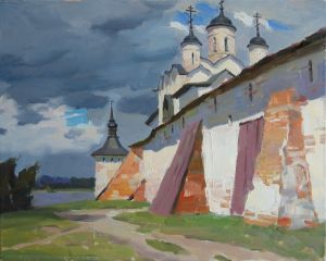 Painting, Landscape - The walls of the Kirillo-Belozersky Monastery.