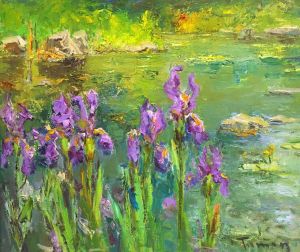 Painting, Landscape - Irises. Vuoksa