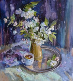 Painting, Still life -  Apple blossom