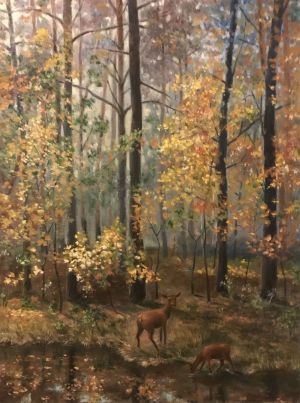 Painting, Landscape - In the autumn forest