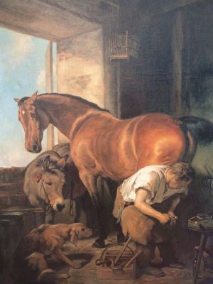 Painting, Animalistics - Snoeing (copy of Edwin Henry Landseer)