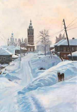 Painting, Landscape - Winter in Cherdyn