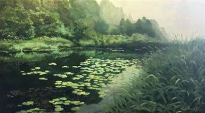 Painting, Landscape - Morning on the river