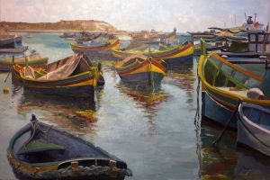 Painting, Seascape - Malta, Marsaxlokk
