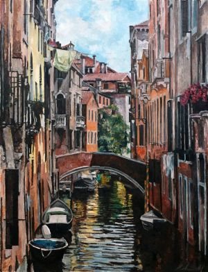Painting, City landscape -  La mia Venezia, magical city