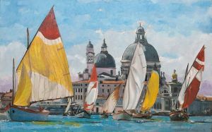Painting, City landscape - La mia Venezia, Santa Maria de la Salute