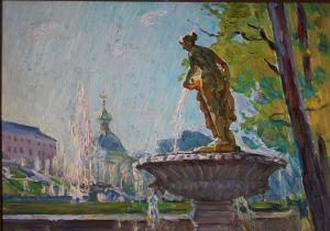 Painting, Landscape - Peterhof. Statue Danaida