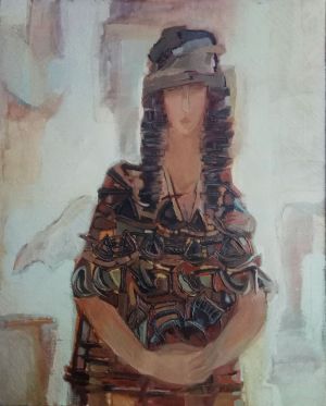 Painting, Portrait - Portrait with a lamp