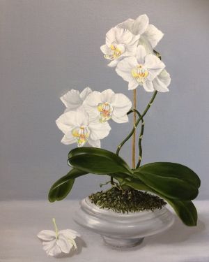 Painting, Still life - Natyurmort-Orhideya-falenopsis