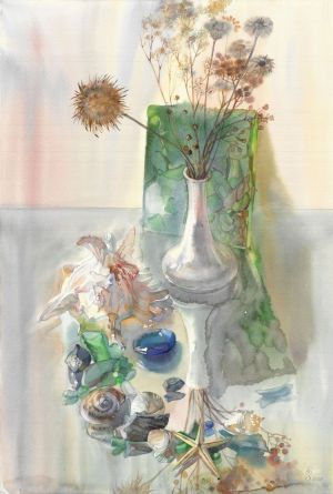 Graphics, Watercolor  - «Green glass»