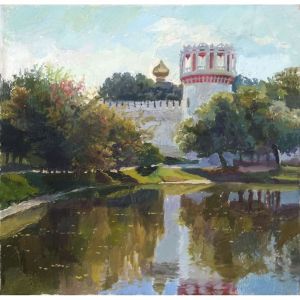 Painting, City landscape - Novodevichy Convent. Sunny september