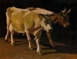 Painting, Expressionism - Cows