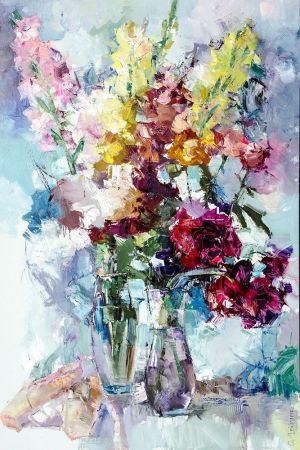 Painting, Still life - flowerspointes