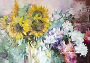 Painting, Still life - The sunflower