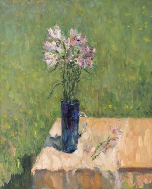 Painting, Impressionism - Spring still life with alstroemeria