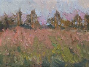 Painting, Landscape - The last rays of the setting sun