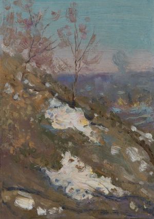 Painting, Landscape - Snow melts