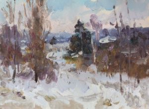 Painting, Landscape - «February thaw»