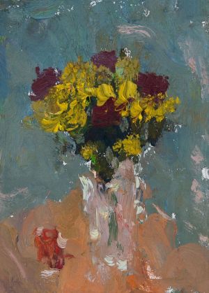 Painting, Still life - Flowers in a crystal vase