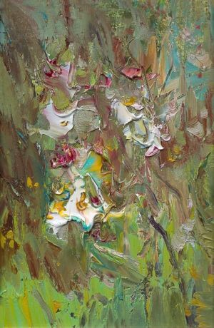 Painting, Landscape - Blooming apple tree