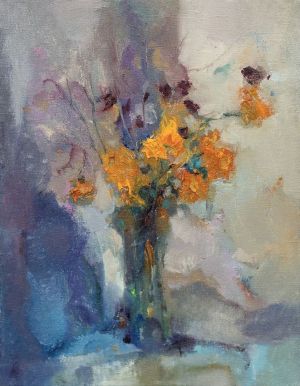 Painting, Still life - Still life with orange flowers