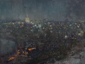 Painting, Impressionism - night city