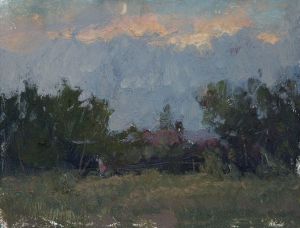 Painting, Landscape - An evening in July