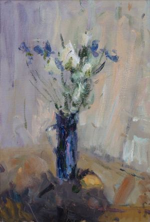 Painting, Impressionism - Chrysanthemums and irises