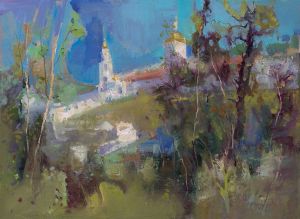 Painting, City landscape - At the Znamensky monastery