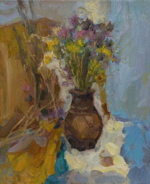 Painting, Still life - Still life with dried flowers