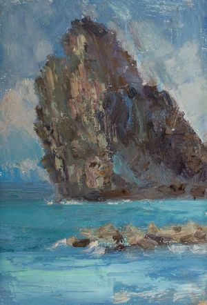 Painting, Seascape - View of the diva rock