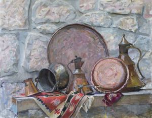 Painting, Still life - Still life with ethnic cookware