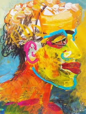 Painting, Expressionism - Golden African