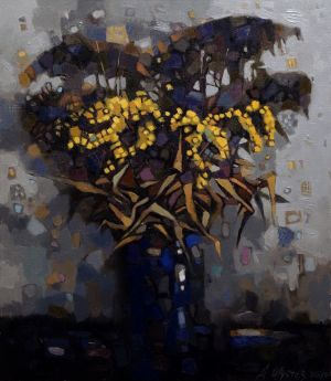 Painting, Expressionism - Ultramarine vase