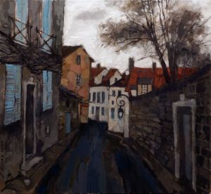 Painting, City landscape - Pontoise. February