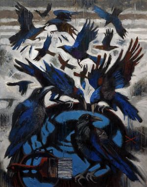 Painting, Animalistics - Bluebirds