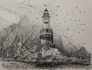 Graphics, Drawing ink - THE ANIVA LIGHTHOUSE