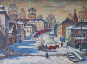 Painting, Realism - Gorodets on the Volga