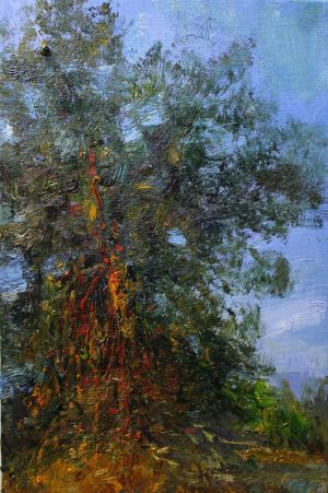 Painting, Landscape - Near the river. Pine.