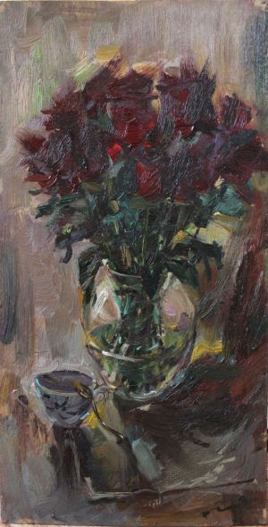 Painting, Still life - A bouquet of flowers in the shade.