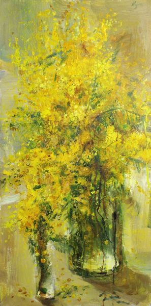 Painting, Impressionism - The smell of mimosa