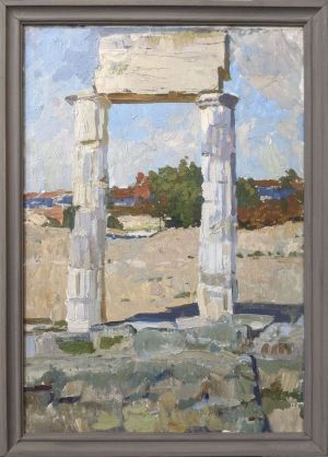 Painting, Landscape - Ruins of the ancient city of Panticapaeum. Crimea.