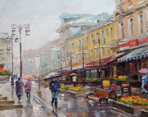 Painting, City landscape - Autumn in Kamergersky
