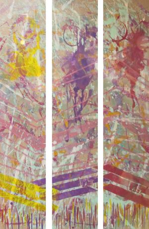 Painting, Acrylic - The Snows of the Pamirs Abstraction Triptych