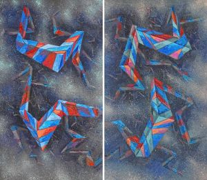 Painting, Abstractionism - Life and Chaos VD Abstraction Diptych