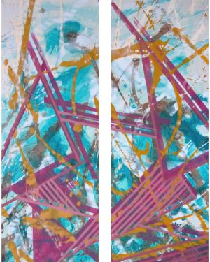 Painting, Abstractionism - The Chaos of Life AB Diptych