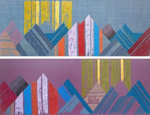 Painting, Landscape - Cordillera Mountains B C Abstraction Diptych