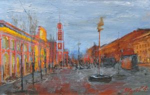 Painting, City landscape - On Nevsky Prospect