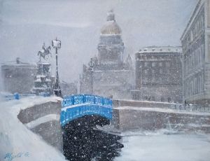 Painting, Realism - Snowfall on St Isaac&#039;s Square