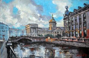 Painting, City landscape - Petersburg. Kazan Cathedral